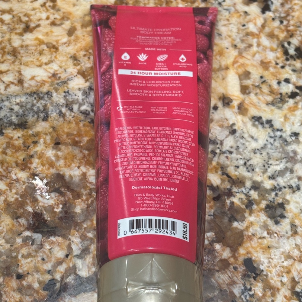 Bath & Body Works Raspberry Body Cream - Red & Gold - Picture 2 of 2